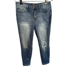 Judy Blue Distressed Relaxed Fit Jeans Women's 32 Blue Wash Ripped‎ Denim